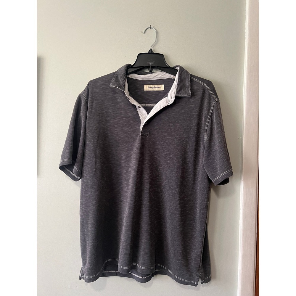 Tommy Bahama Short Sleeve Shirt Polo Soft Dark Gray Casual Men Size XL